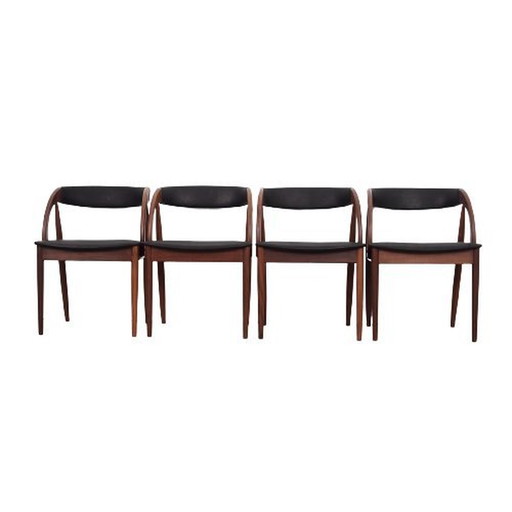 Ensemble de quatre chaises en teck, design danois, années 1970, fabricant : Orte Mobelfabrik