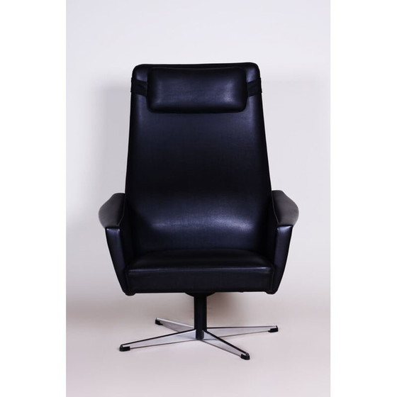 Image 1 of Fauteuil vintage en cuir noir, Tchécoslovaquie années 1960