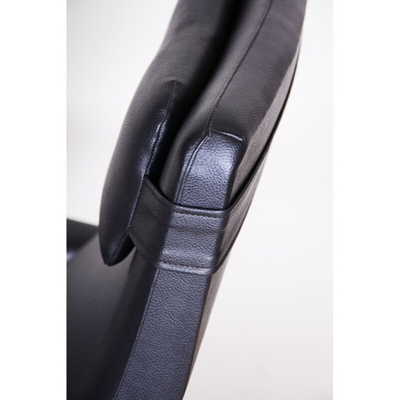 Image 1 of Fauteuil vintage en cuir noir, Tchécoslovaquie années 1960
