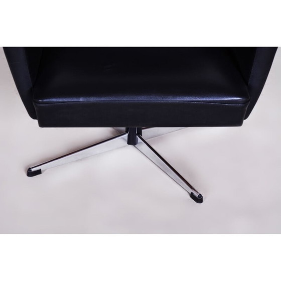 Image 1 of Fauteuil vintage en cuir noir, Tchécoslovaquie années 1960