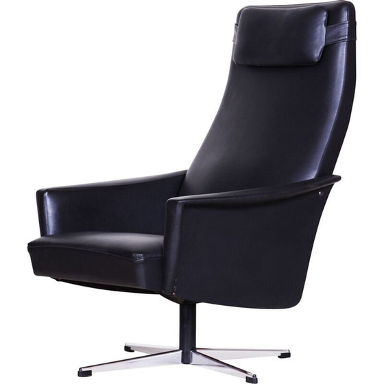 Image 1 of Fauteuil vintage en cuir noir, Tchécoslovaquie années 1960