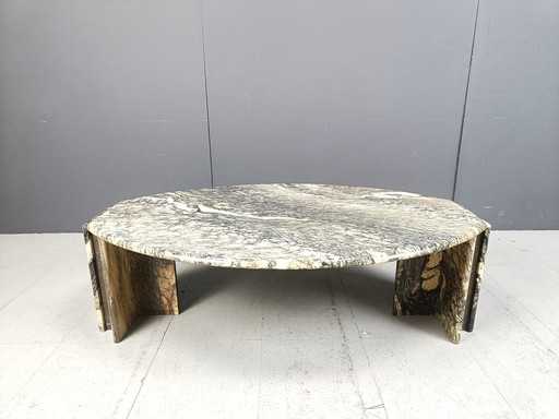 Table basse ovale en marbre, 1970S