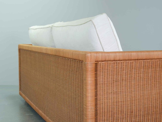 Image 1 of Luxueux canapé italien Gasparucci Reed White Lounge Greenhouse Sofa. Italie, 1980S