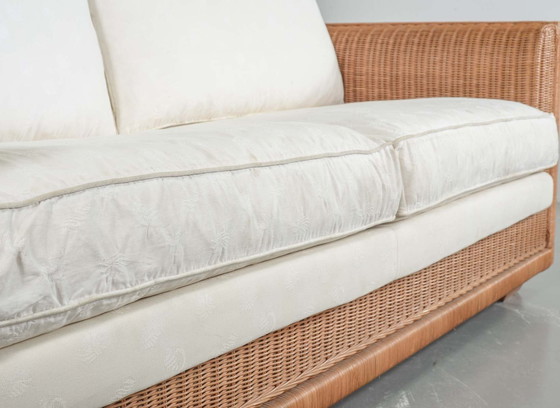 Image 1 of Luxueux canapé italien Gasparucci Reed White Lounge Greenhouse Sofa. Italie, 1980S