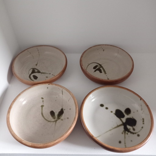 4x Assiettes Creuses Poterie De La Colombe