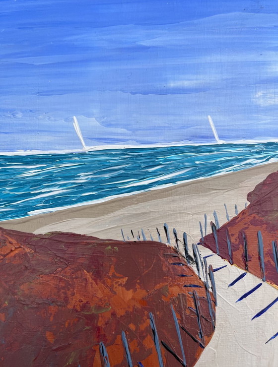 Image 1 of La Plage - Acrylique De Frédéric Cadiou 