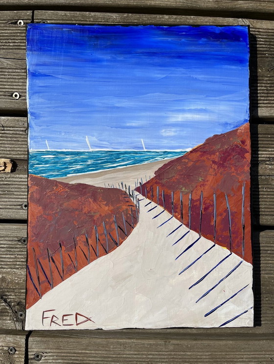 Image 1 of La Plage - Acrylique De Frédéric Cadiou 