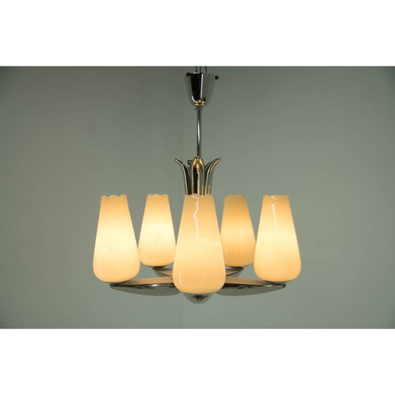 Image 1 of Lustre vintage nickelé de Drukov, années 1940