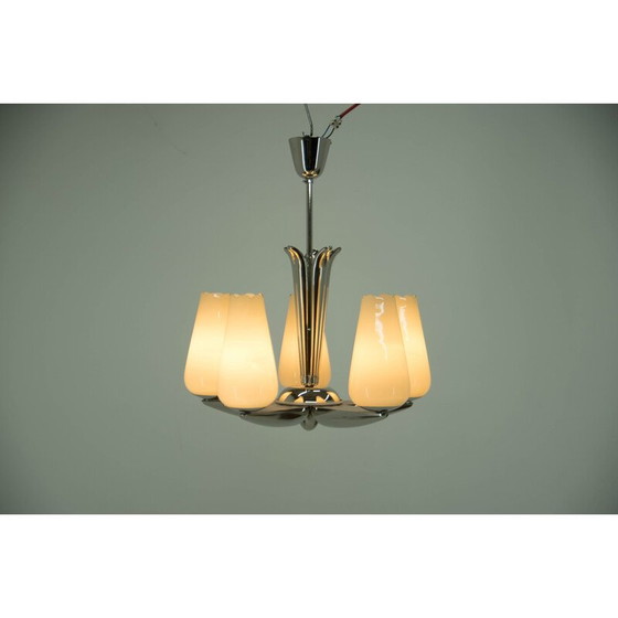 Image 1 of Lustre vintage nickelé de Drukov, années 1940