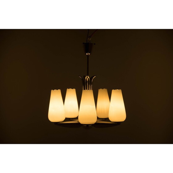 Image 1 of Lustre vintage nickelé de Drukov, années 1940