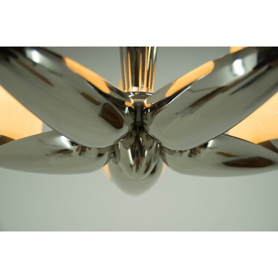 Image 1 of Lustre vintage nickelé de Drukov, années 1940