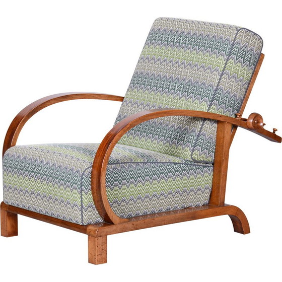 Image 1 of Fauteuil inclinable vintage Art déco en bois et tissu par Jindřich Halabala pour Up Závody, Tchécoslovaquie 1920
