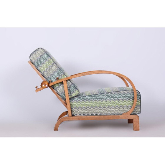 Image 1 of Fauteuil inclinable vintage Art déco en bois et tissu par Jindřich Halabala pour Up Závody, Tchécoslovaquie 1920