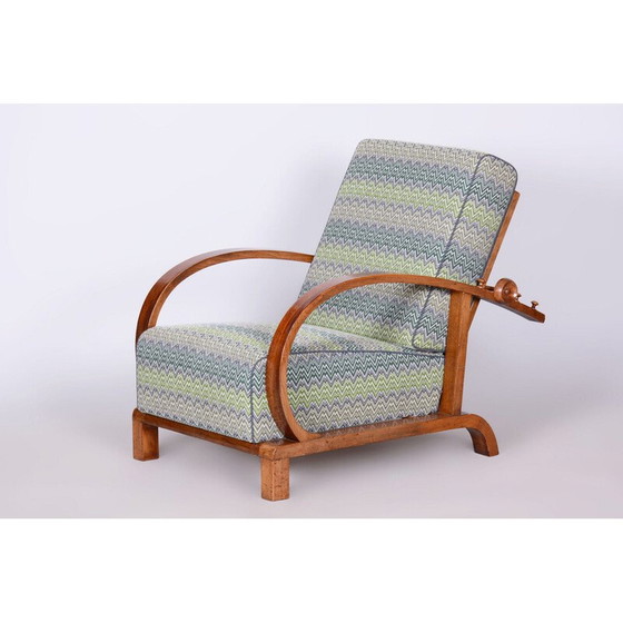 Image 1 of Fauteuil inclinable vintage Art déco en bois et tissu par Jindřich Halabala pour Up Závody, Tchécoslovaquie 1920