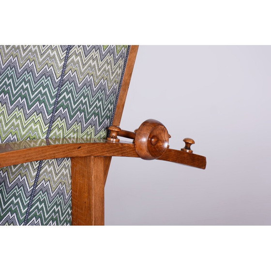Image 1 of Fauteuil inclinable vintage Art déco en bois et tissu par Jindřich Halabala pour Up Závody, Tchécoslovaquie 1920