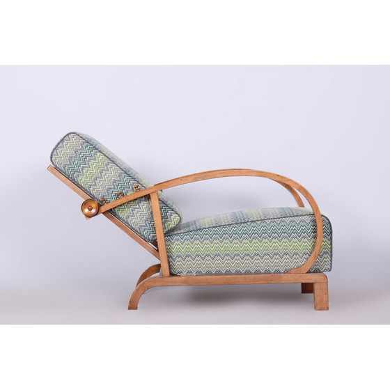 Image 1 of Fauteuil inclinable vintage Art déco en bois et tissu par Jindřich Halabala pour Up Závody, Tchécoslovaquie 1920