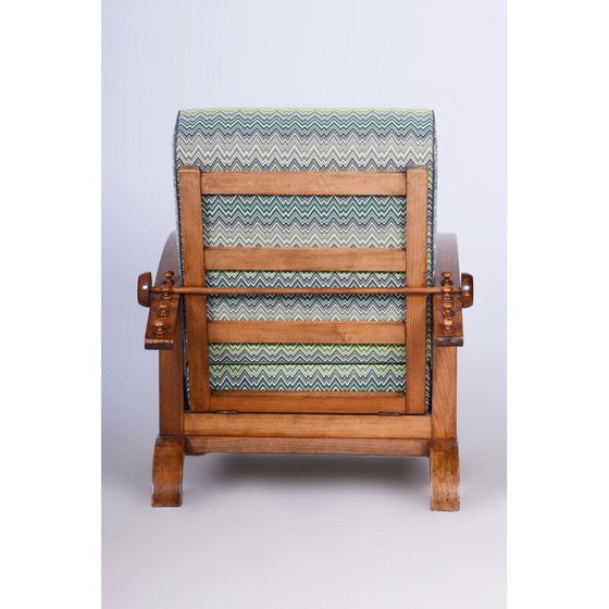 Image 1 of Fauteuil inclinable vintage Art déco en bois et tissu par Jindřich Halabala pour Up Závody, Tchécoslovaquie 1920