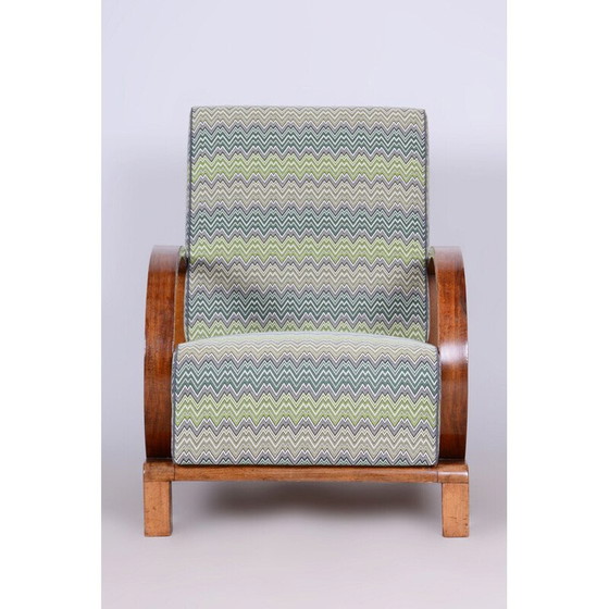 Image 1 of Fauteuil inclinable vintage Art déco en bois et tissu par Jindřich Halabala pour Up Závody, Tchécoslovaquie 1920