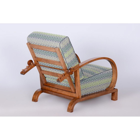 Image 1 of Fauteuil inclinable vintage Art déco en bois et tissu par Jindřich Halabala pour Up Závody, Tchécoslovaquie 1920