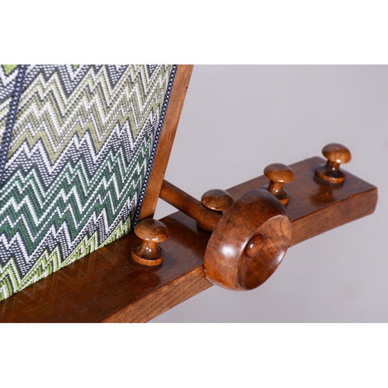 Image 1 of Fauteuil inclinable vintage Art déco en bois et tissu par Jindřich Halabala pour Up Závody, Tchécoslovaquie 1920