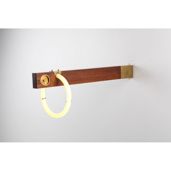 Image 1 of Applique vintage en noyer et laiton par Angelo Brotto, 1970