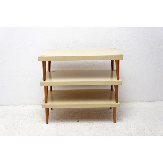 Image 1 of Ensemble de 3 présentoirs à fleurs vintage en bois, Tchécoslovaquie, années 1970