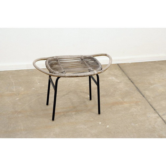 Image 1 of Tabouret en rotin du milieu du siècle par Alan Fuchs pour Uluv, Tchécoslovaquie années 1960