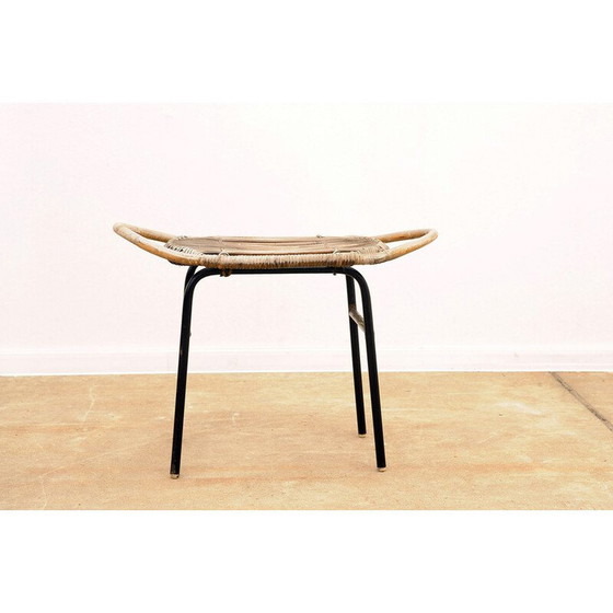 Image 1 of Tabouret en rotin du milieu du siècle par Alan Fuchs pour Uluv, Tchécoslovaquie années 1960