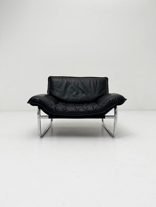 Bauhaus Fauteuil En Cuir Par Johan Bertil Häggström Pour Ikea, Années 1970