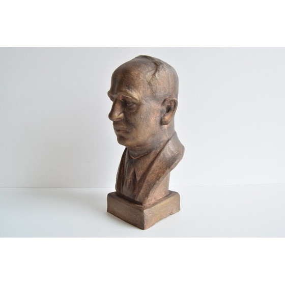 Image 1 of Buste en céramique vintage du docteur Edvard Beneš, années 1950