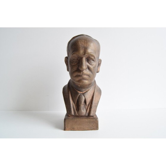 Image 1 of Buste en céramique vintage du docteur Edvard Beneš, années 1950