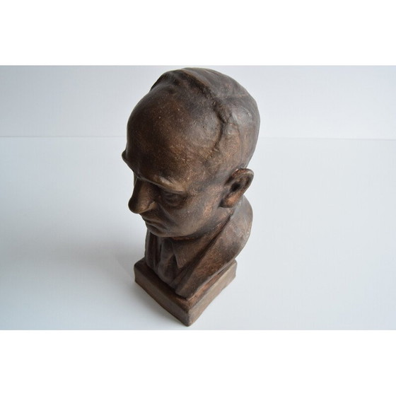 Image 1 of Buste en céramique vintage du docteur Edvard Beneš, années 1950