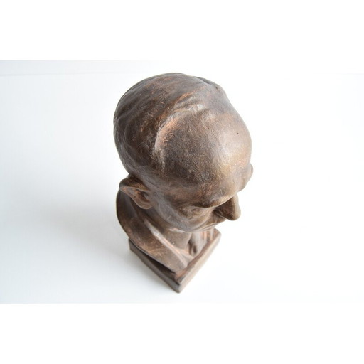 Buste en céramique vintage du docteur Edvard Beneš, années 1950