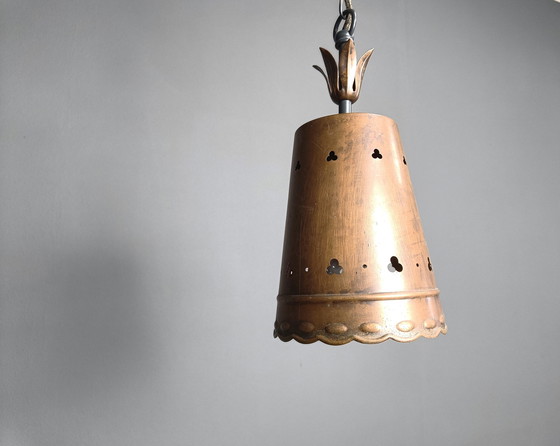 Image 1 of Lampe pendante brutaliste en cuivre, 1970S