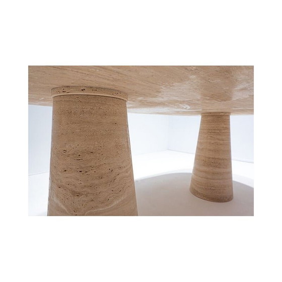 Image 1 of Table de salle à manger contemporaine en travertin, Italie