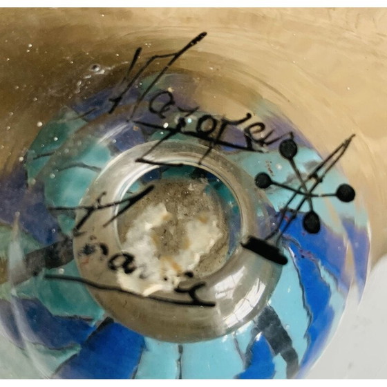 Image 1 of Vase vintage en verre et émail avec fleurs par Mazoyer, 1925