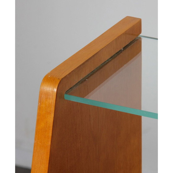 Image 1 of Paire de tables de nuit vintage en bois et opaline noire, 1960