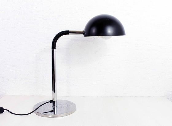 Image 1 of Lampe de bureau Mushroom en chrome et métal noir, 70S/80S