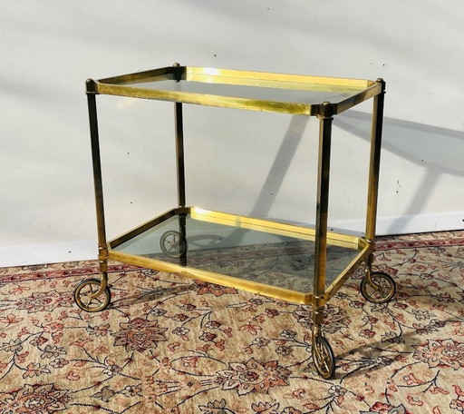 70S Chariot de service * Vintage Hollywood Regency * Table à roulettes