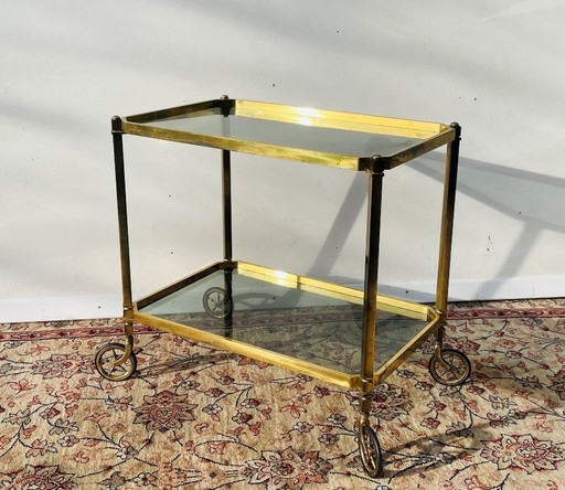 70S Chariot de service * Vintage Hollywood Regency * Table à roulettes