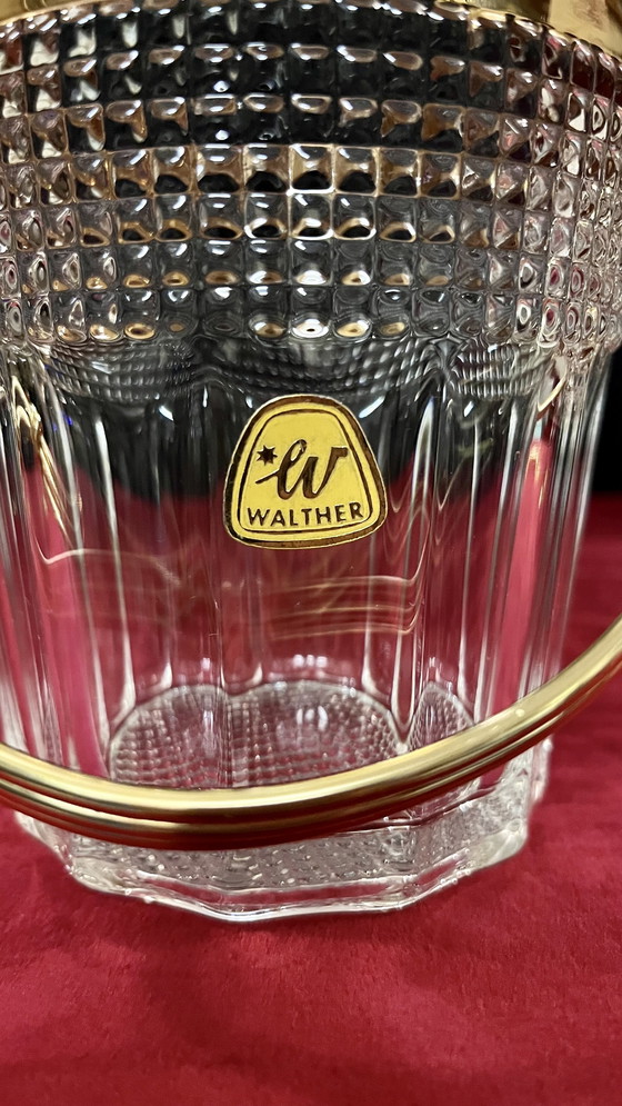 Image 1 of Seau à glace vintage avec verres dorés