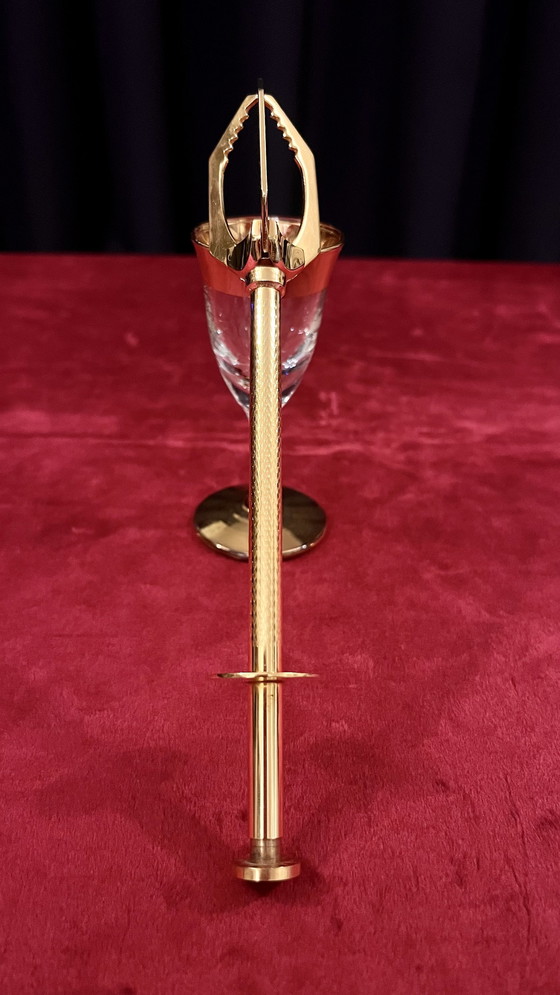 Image 1 of Seau à glace vintage avec verres dorés