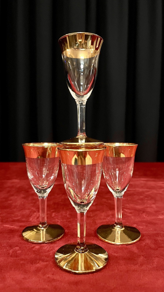 Image 1 of Seau à glace vintage avec verres dorés