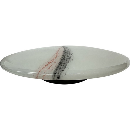 Plafonnier vintage en verre et métal, Allemagne 1970