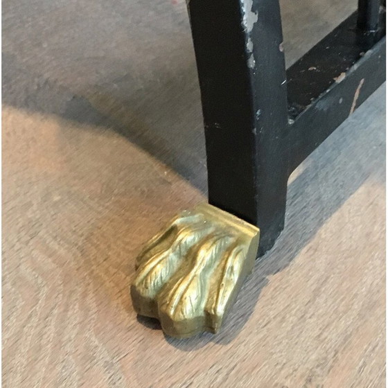 Image 1 of Fauteuil curule rouge en fer noir et laiton - années 1970