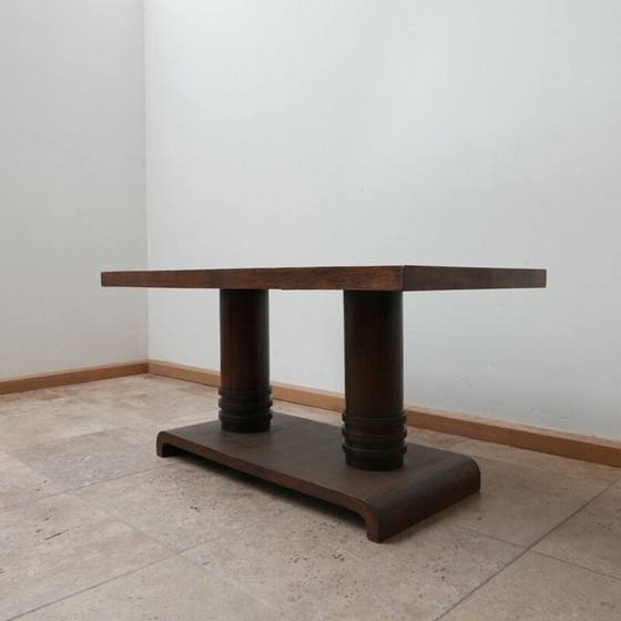 Image 1 of Table basse vintage en chêne et miroir par Charles Dudouyt, France 1940