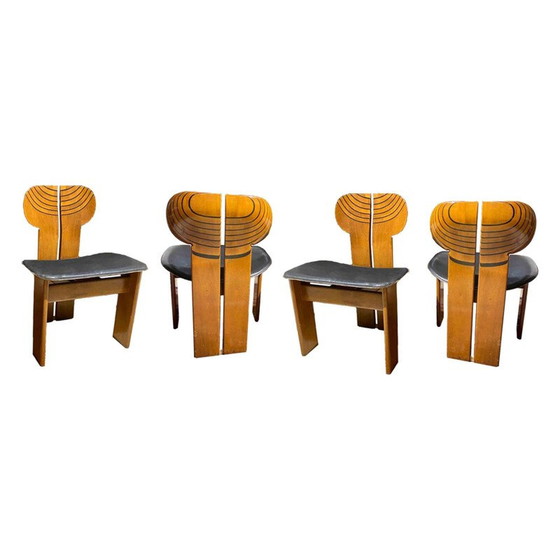 Image 1 of Ensemble de 4 chaises de salle à manger africaines vintage par Afra et Tobia Scarpa pour Maxalto, 1976