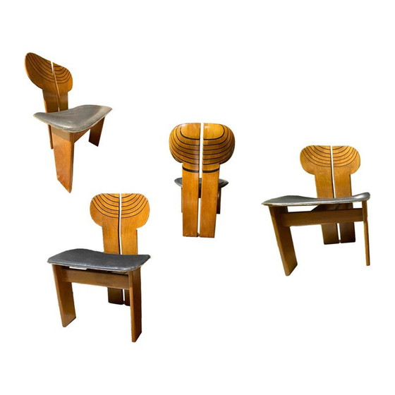 Image 1 of Ensemble de 4 chaises de salle à manger africaines vintage par Afra et Tobia Scarpa pour Maxalto, 1976