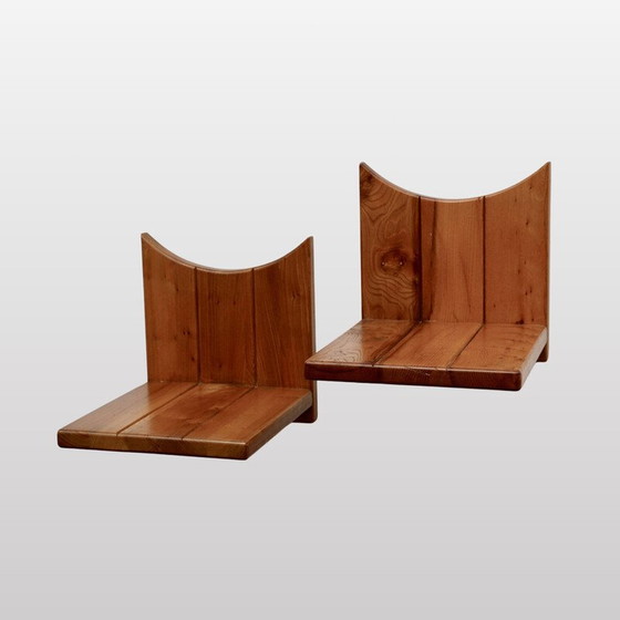 Image 1 of Paire de tables de chevet vintage en orme massif, France 1970