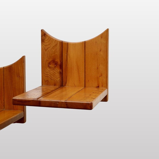 Image 1 of Paire de tables de chevet vintage en orme massif, France 1970